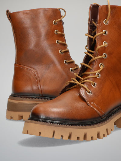 ANKLE BOOTS - COGNAC BROWN