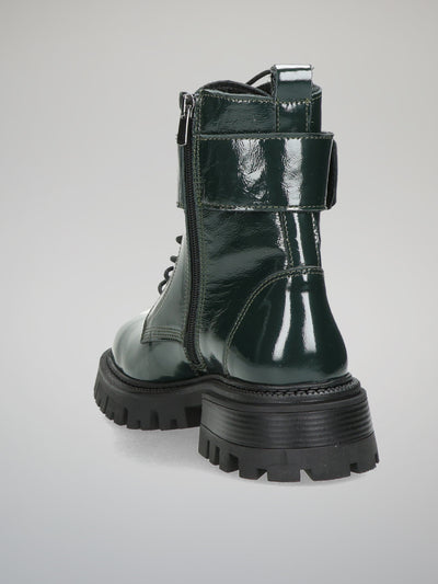 LEATHER ANKLE BOOTS - GREEN