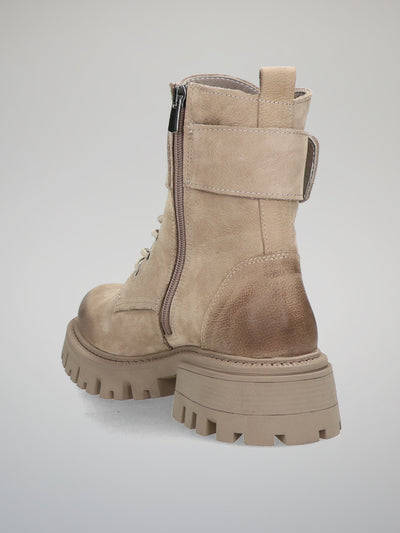 NUBUCK ANKLE BOOTS - BEIGE / BROWN