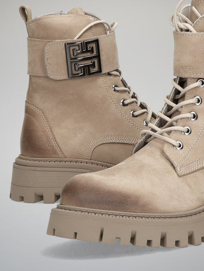 NUBUCK ANKLE BOOTS - BEIGE / BROWN