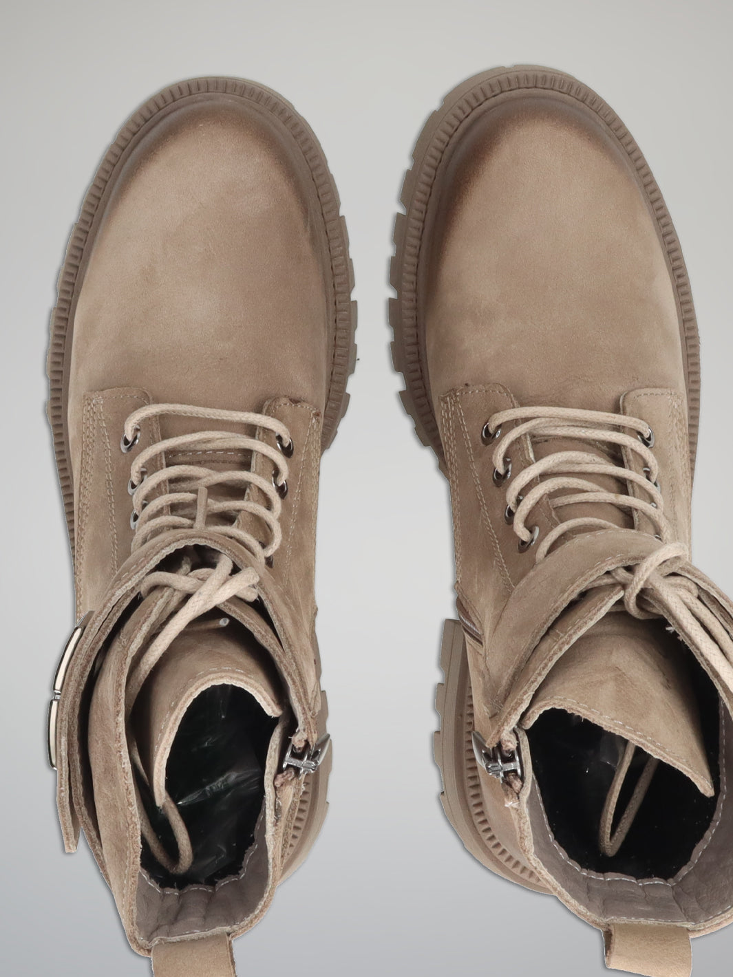 NUBUCK ANKLE BOOTS - BEIGE / BROWN