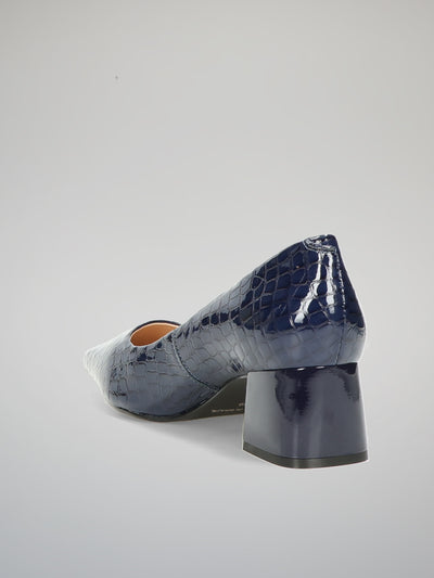 LEATHER HEELS - DARK BLUE