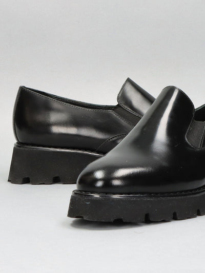 LEATHER LOW SHOES - BLACK