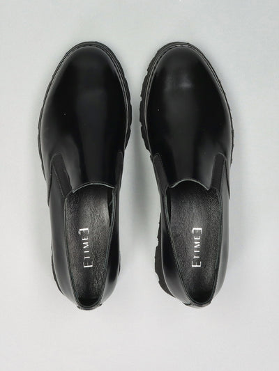 LEATHER LOW SHOES - BLACK