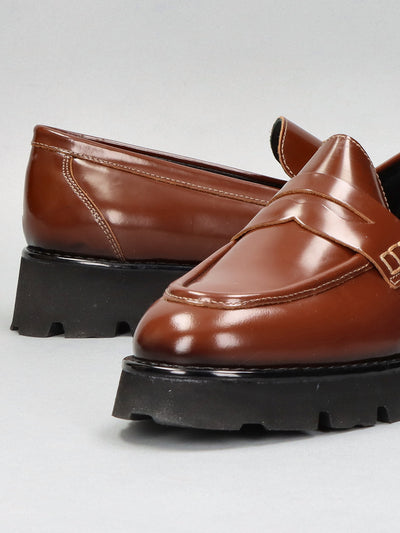 LEATHER LOW SHOES - BROWN