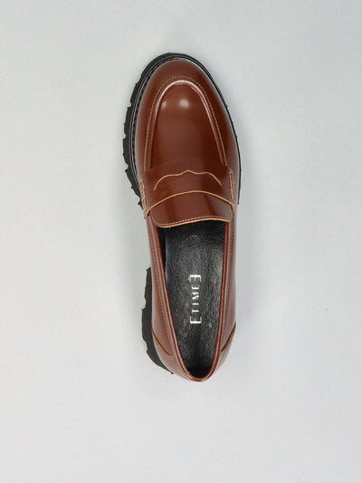 LEATHER LOW SHOES - BROWN