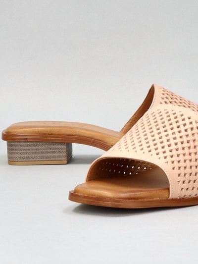 LEATHER SLIPPERS - BEIGE/BROWN