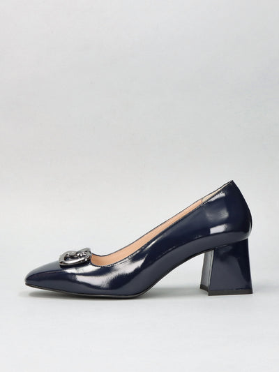 LACQUERED PUMPS - DARK BLUE