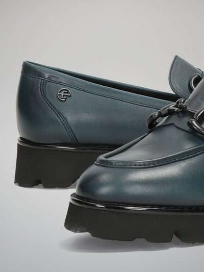 LEATHER LOW SHOES - DARK BLUE