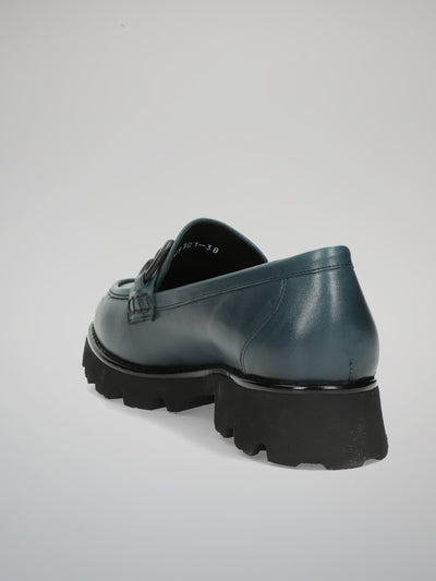 LEATHER LOW SHOES - DARK BLUE