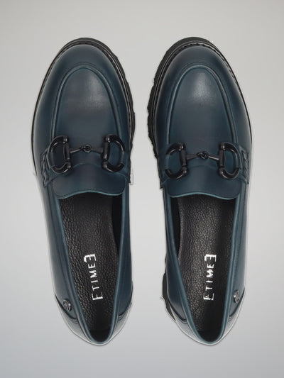 LEATHER LOW SHOES - DARK BLUE