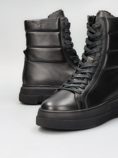 LEATHER ANKLE BOOTS - BLACK