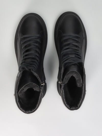 LEATHER ANKLE BOOTS - BLACK