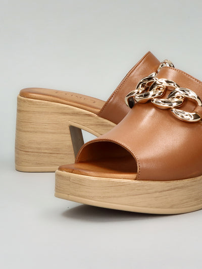 LEATHER SLIPPERS - BROWN