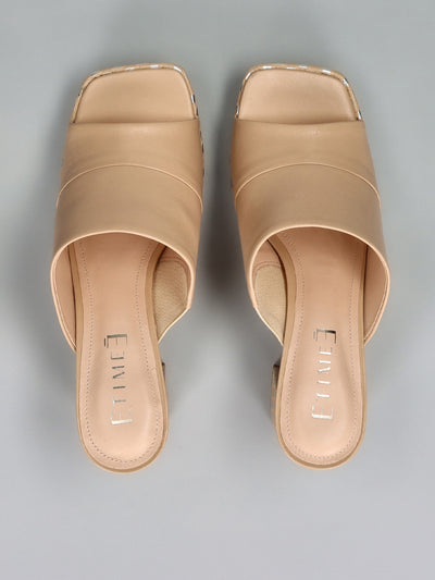 LEATHER SLIPPERS - BEIGE