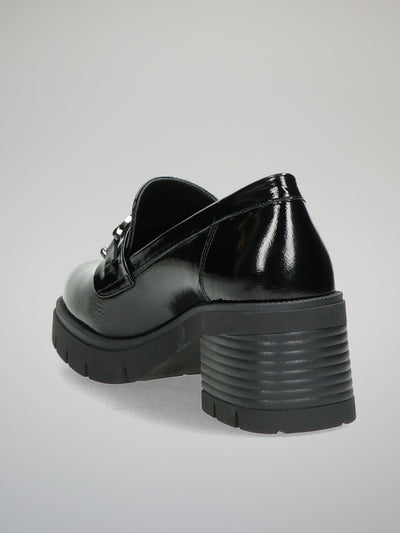 LEATHER LOW SHOES - BLACK