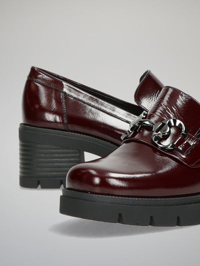 LEATHER LOW SHOES - BURGUNDY