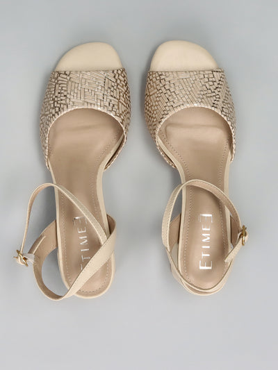 LEATHER SANDALS - BEIGE/GOLD