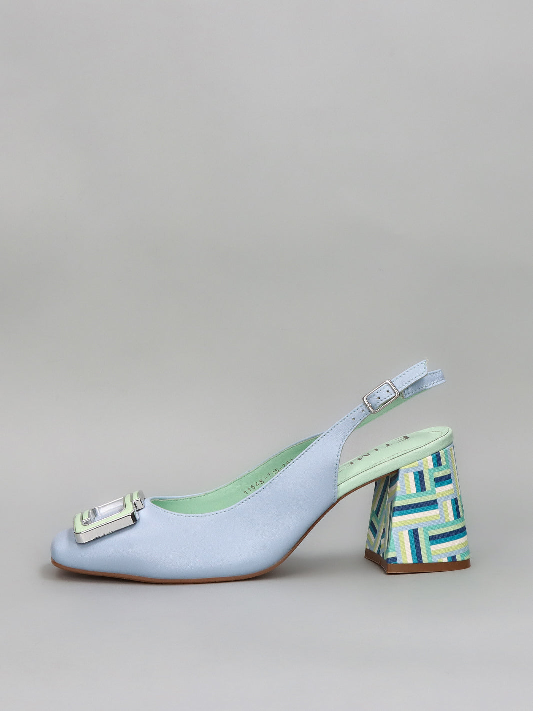 LEATHER PUMPS WITH OPEN HEEL - BLUE