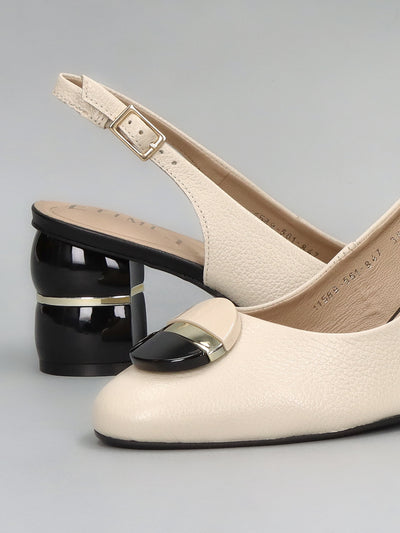 LEATHER PUMPS - BEIGE