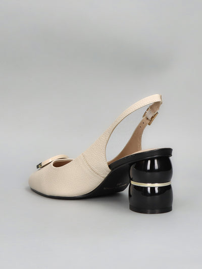 LEATHER PUMPS - BEIGE