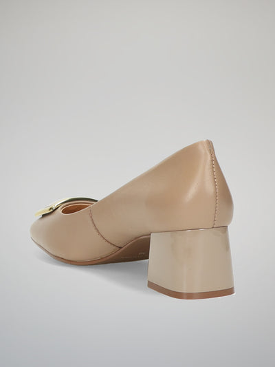 LEATHER HEELS - BEIGE