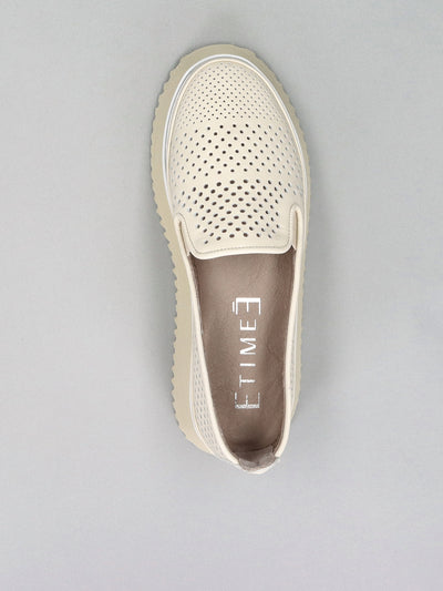 LEATHER LOW SHOES - BEIGE/WHITE