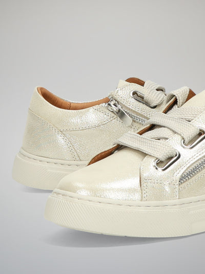 LEATHER SNEAKERS - BEIGE