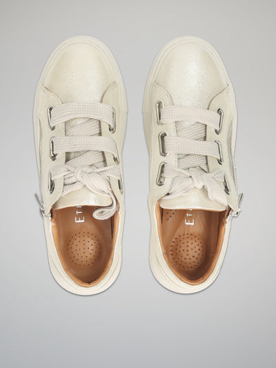 LEATHER SNEAKERS - BEIGE