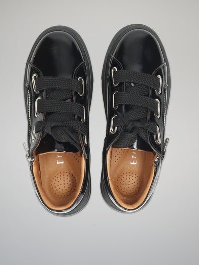 LEATHER SNEAKERS - BLACK