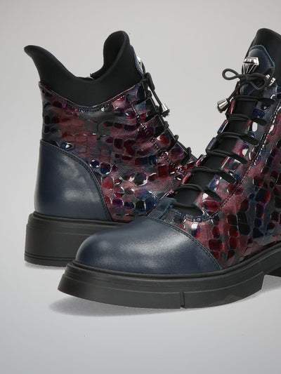 LEATHER ANKLE BOOTS - BURGUNDY