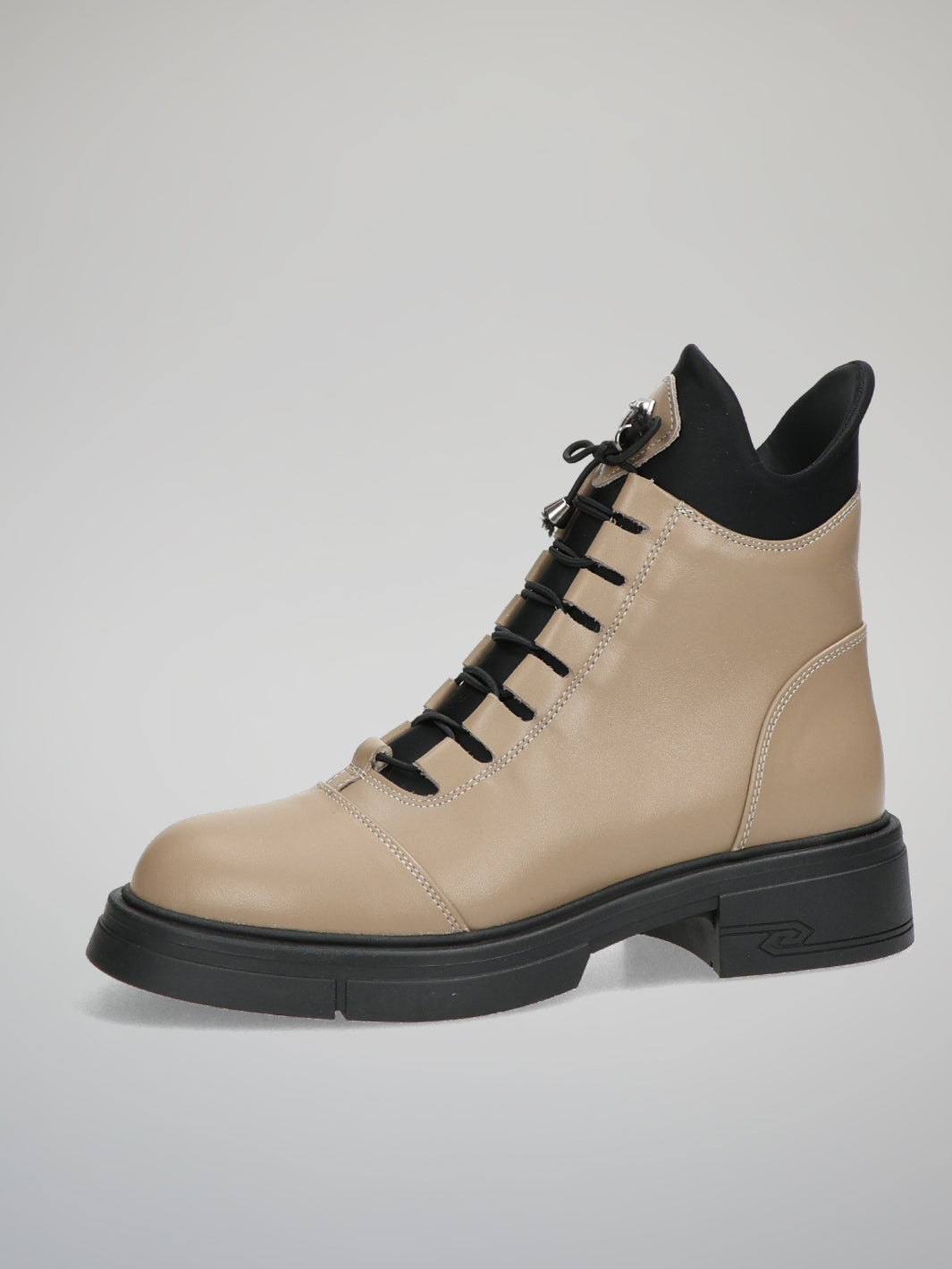 LEATHER ANKLE BOOTS - BEIGE