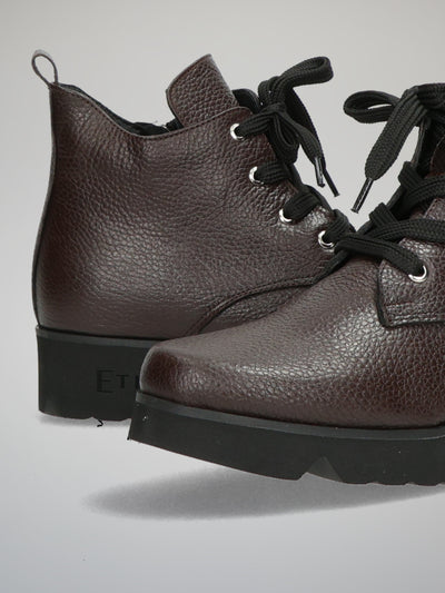 LEATHER ANKLE BOOTS - BROWN