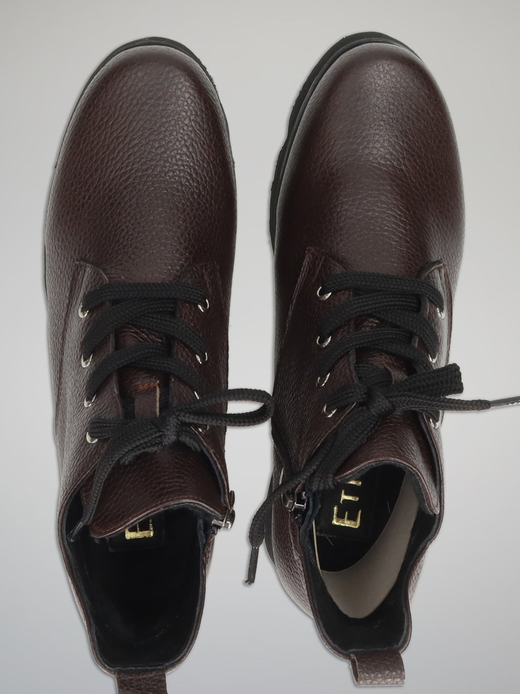 LEATHER ANKLE BOOTS - BROWN