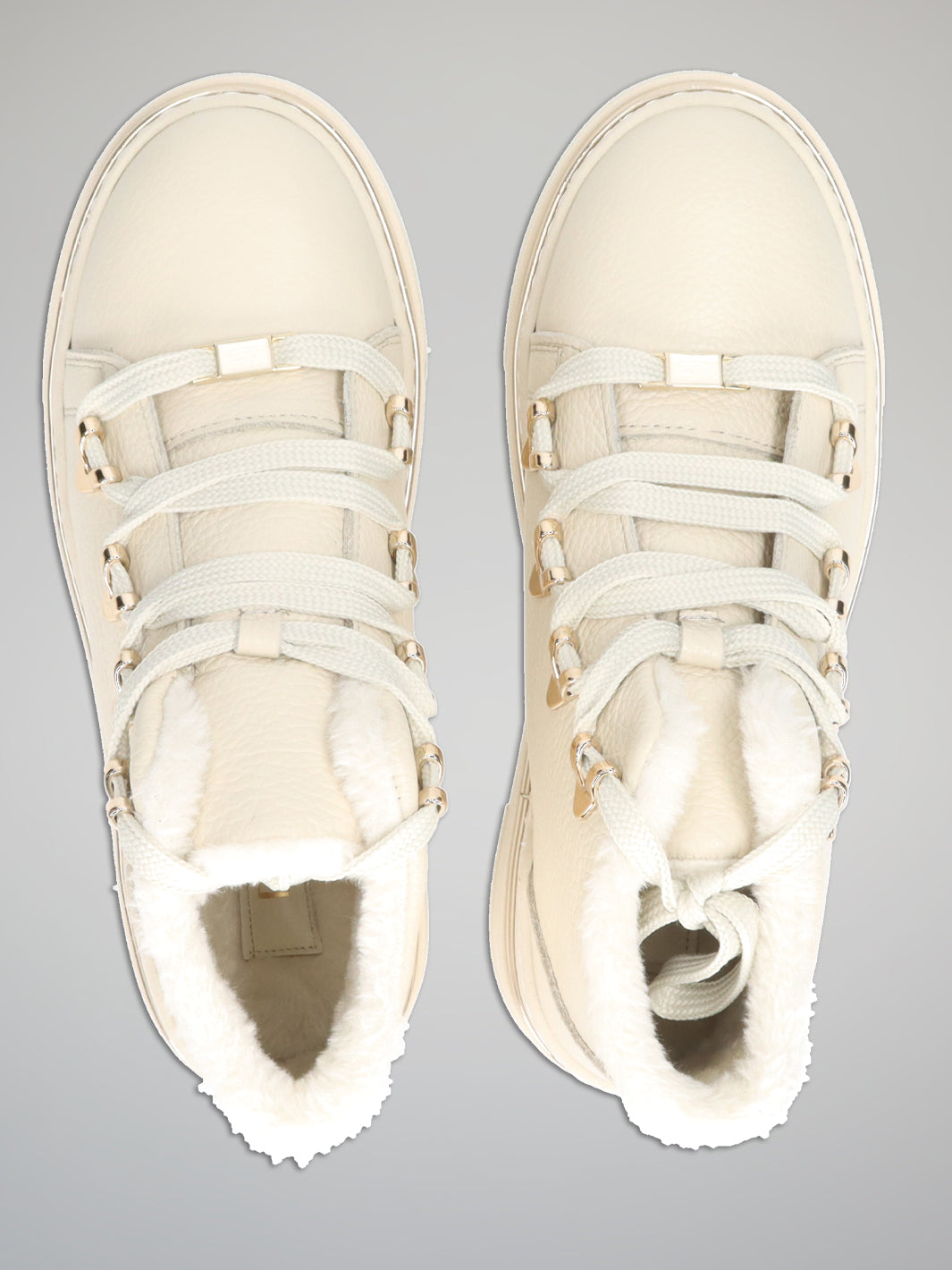 LEATHER ANKLE SNEAKERS - BEIGE