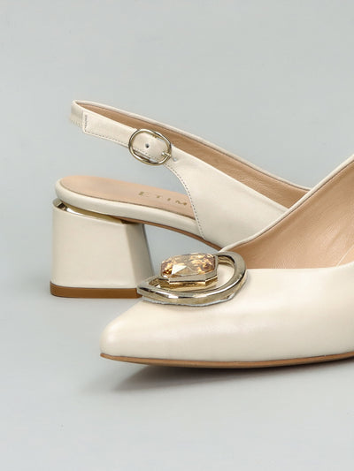 LEATHER SLINGS - BEIGE