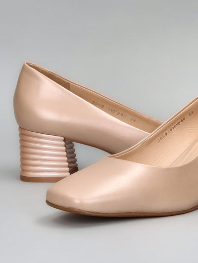 LEATHER PUMPS - BEIGE
