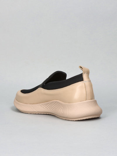 LEATHER LOW SHOES - BEIGE/BLACK