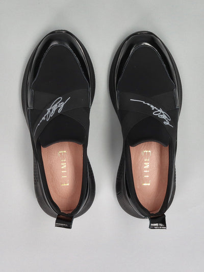 LEATHER LOW SHOES - BLACK