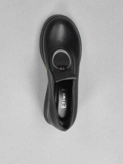 LEATHER LOW SHOES - BLACK