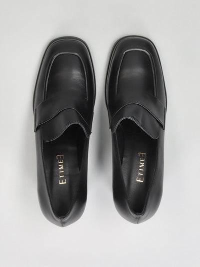 LEATHER LOW SHOES - BLACK