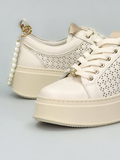 LEATHER SNEAKER - BEIGE