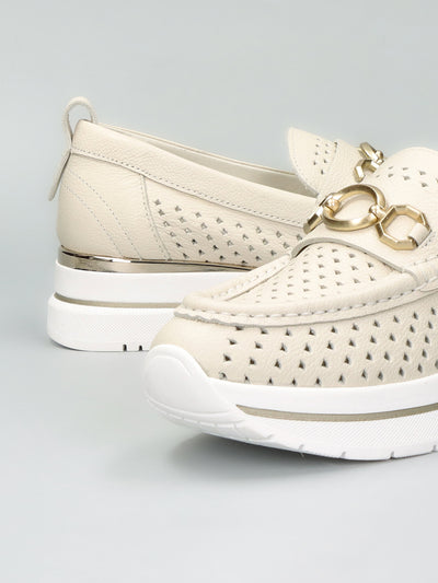 LEATHER MOCCASINS - BEIGE