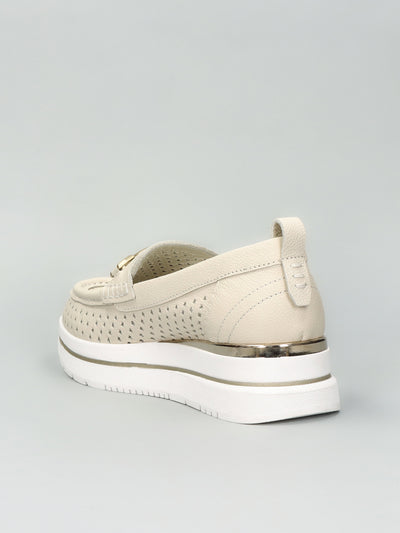 LEATHER MOCCASINS - BEIGE