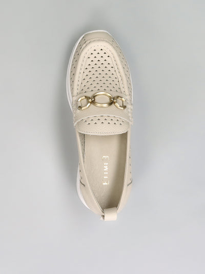 LEATHER MOCCASINS - BEIGE