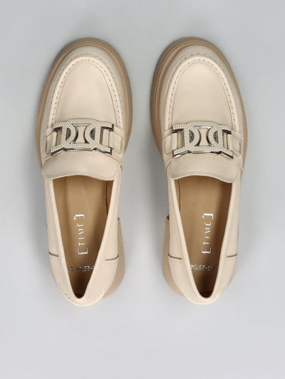 LEATHER MOCCASINS - BEIGE
