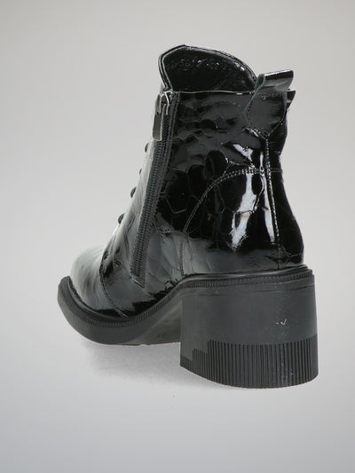 LEATHER ANKLE BOOTS - BLACK