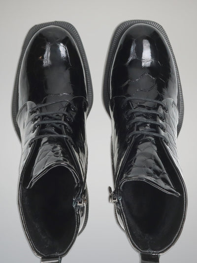 LEATHER ANKLE BOOTS - BLACK