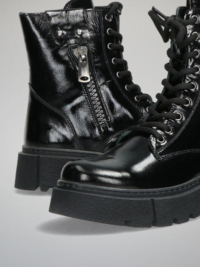 LEATHER ANKLE BOOTS - BLACK