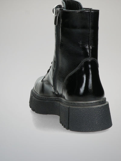 LEATHER ANKLE BOOTS - BLACK